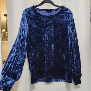 Modcloth balloon sleeve blue crushed velvet XL
